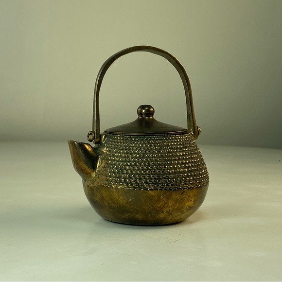 Japanese Style Mini Small Vintage Ornamental Solid Brass Teapot Made in Taiwan - Picture 11 of 11